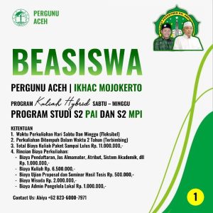 Edaran Beasiswa PW PERGUNU Aceh tahun 2022